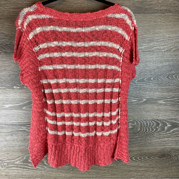 Free People Terracotta chunky knit linen blend split sleeve sweater size S - Picture 9 of 11